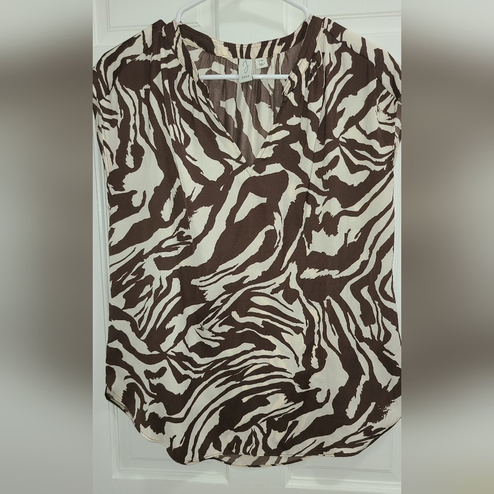Joie Brown and White Zebra Print Blouse